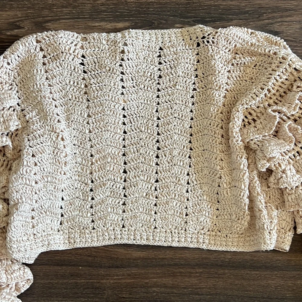 LoveShackFancy Junice Crop Cardigan in Sand